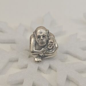Retired Chimp Family Pandora Sterling Silver Mom & Baby Monkey Charm 790422